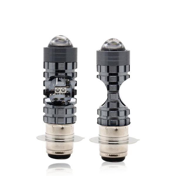 Mini Driving Light DRL Motorcycle LED Headlight Bulb H4 H6 BA20D P15D Auto Car Fisheye Projector Lens Dual Color