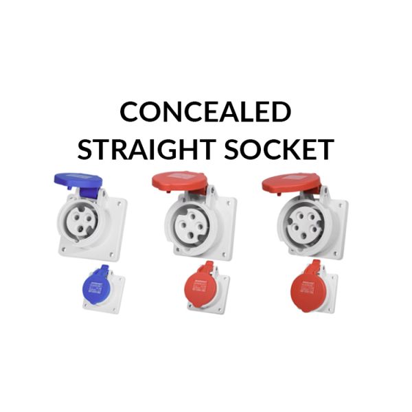 Flush Mounted Socket Box IP44 Waterproof Industrial Concealed Straight Socket 16A 200-250V 32A 380-415V
