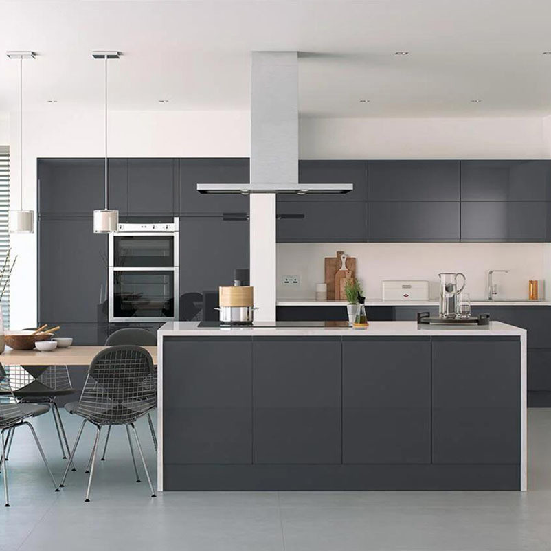 Quartz Stone Countertop European Style Custom Solid Wood Cabinet with Drawer Basket