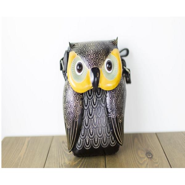 Leather messenger bag small forest animals Sen female retro cute bags