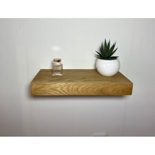 Floating Secret Compartment Shelf Description for Organizing Valuables in Rustic Oak