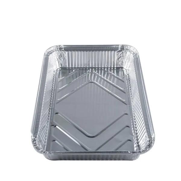 Heavy Duty Shallow Disposable Aluminum Foil Food Containers Oblong Foil Pan With  Lid
