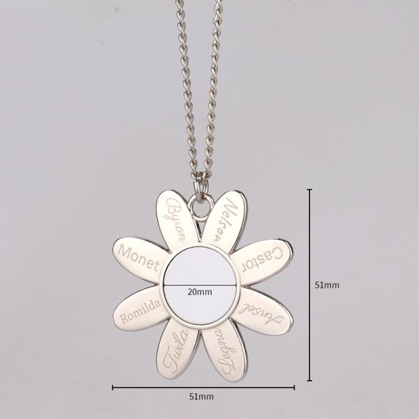 Sunflower Necklaces Custom Engraved 8 Names Family Sublimation Photo Sunflower Necklace