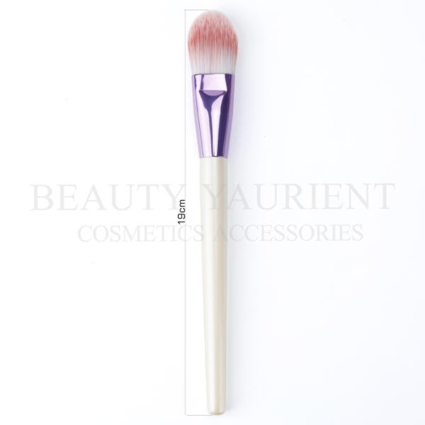 3tone PBT Hair Cosmetic Foundation Brush Pearl White Wooden Handle