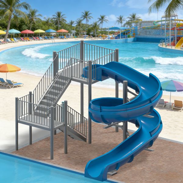 Customized Single Spiral Slide Fiberglass Swimming Pool Game For Amusement Parks Outdoor Water Sports