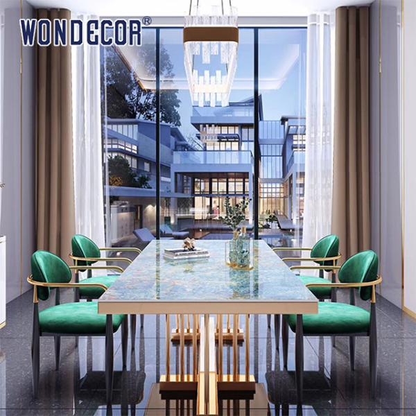 Золото нержавеющей стали кухонного стола Countertop мрамора искусства мебели гостиницы роскошное покрыло