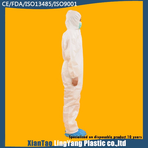 Latex Free Disposable Microporous Coverall , Disposable Protective Coveralls