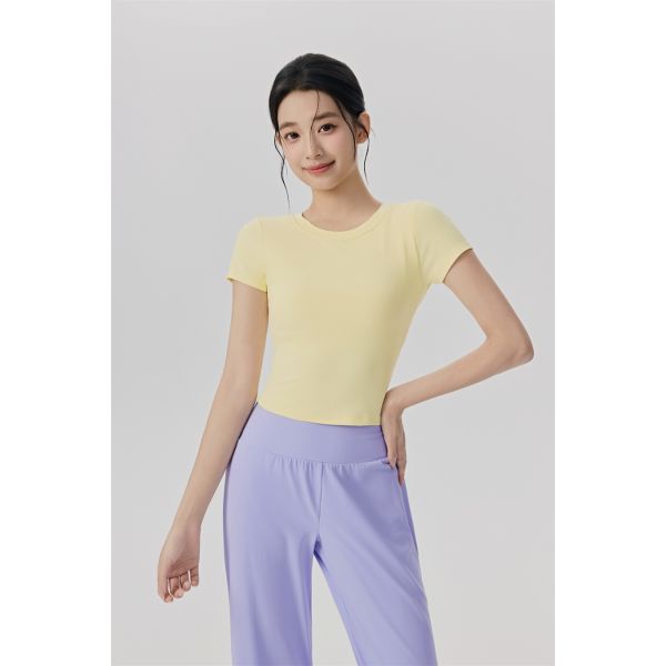 Light Blue Short Sleeve Cropped Workout Top for Yoga and Fitness, Breathable Soft Fabric for All-Day Comfort