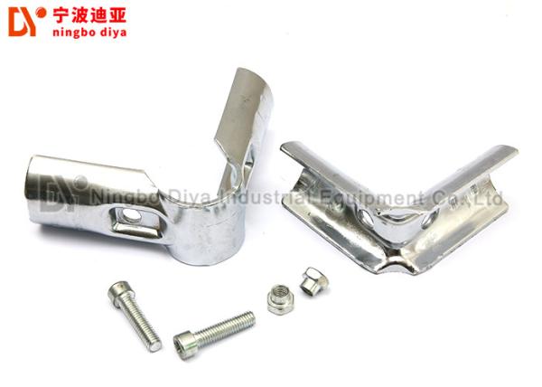 Modular Pipe Rack Aluminium Tube Connectors / Zinc Plated Round Tube Joiners
