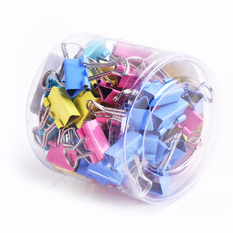 Wholesale 4 Color 60pcs Pvc Box Metal 15mm Mini Colorful Binder Clip