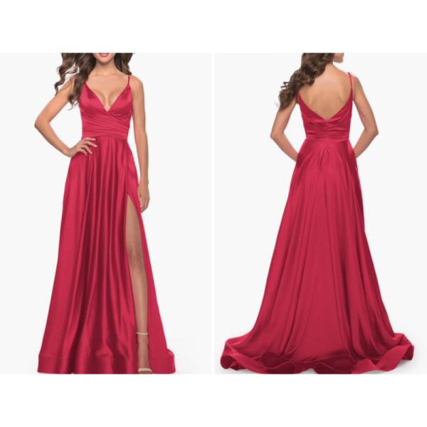Excellent Sleeveless Royal Blue Satin Long Evening Dress Front Split Slit Spaghetti Straps Sweep Train A-Line Ruffles