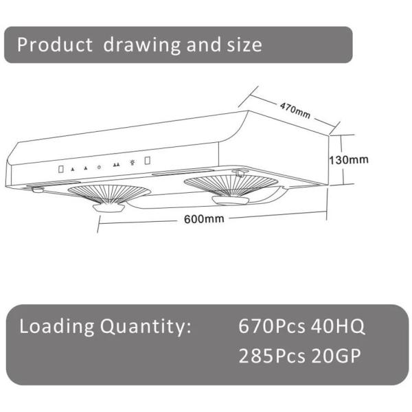 Wall Mounted Kitchen Silver Profile Range Hood Stainless Steel