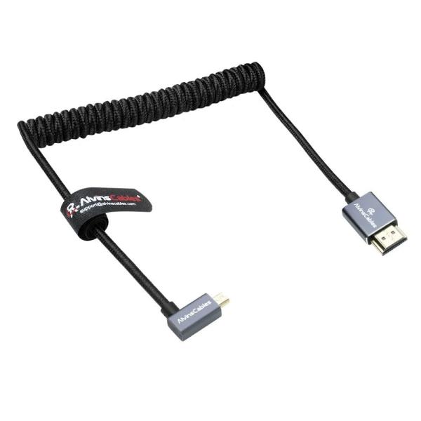 Alvin's 8K Left Angle Micro HDMI Cable Coiled 48Gbps