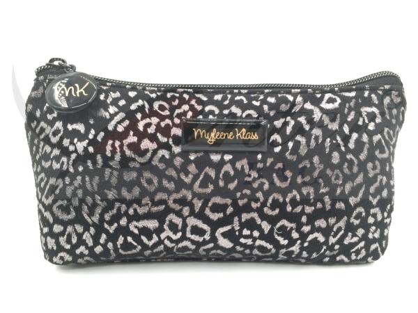 Silver Leopard Zipper Cosmetic Bags , Small Cosmetic Pouch 9X4.5X1.5