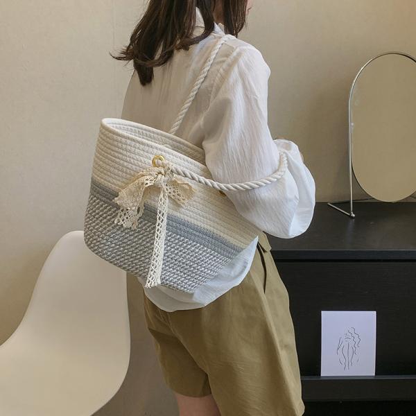 Custom Logo Handmade Luxury Tote Handbag Beach Bag Straw Bags Tote Summer Beach Bag For Women Raffia Straw Crochet Pattern