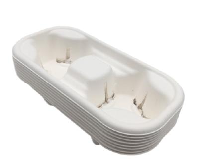 Cana-de-açúcar 218x110x47mm bandeja do portador da bebida de 2 compartimentos