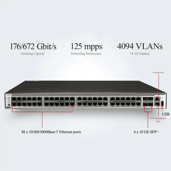 48*10/100/1000BASE-T Ethernet ports and 4*10GE SFP ports PoE Switch with LACP Function