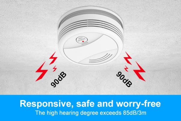 DC9V Alkaline Battery 80dB Wireless Tuya Smoke Detector Alarm For Indoor Fire