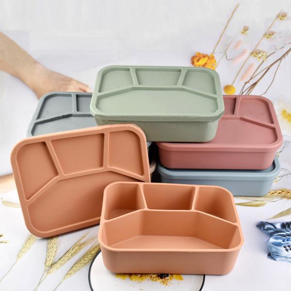 Food Grade Silicone Bento Lunch Box Collapsible Container with Lid and 4 Compartments