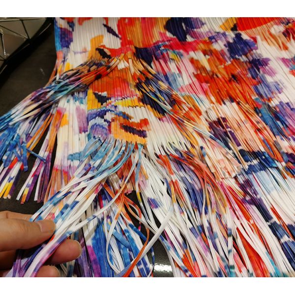 Fashion Summer New Nice Positioning Print Double Fringe Half Skirt Wrinkles Women's Slimming Skirt