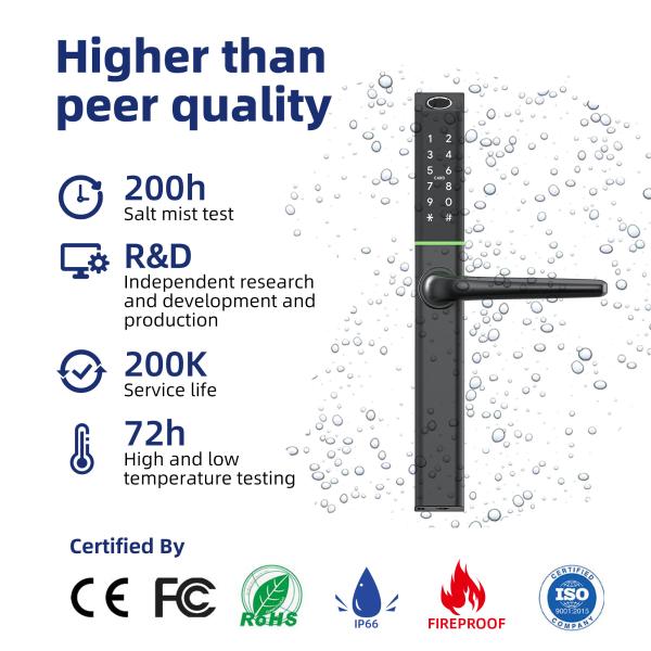 Liliwise Wifi Impermeable Cerradura de entrada electrónica sin llave Cerradura de puerta de aluminio Cerradura de puerta inteligente digital ultra delgada