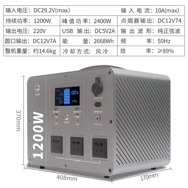 多シナリオのバックアップ力のための1200W携帯用発電所LiFeP04電池