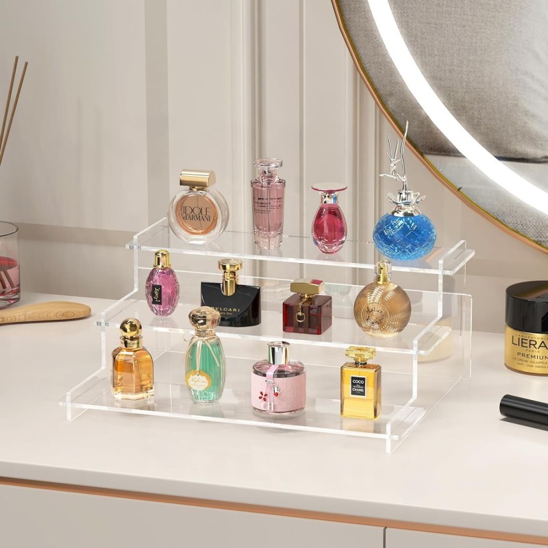 2025 Best Sell Acrylic 3 Layer Cake Ladder Display Rack Standing Type Perfume Party Dessert Storage Rack