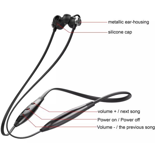 Hot sale 15 hours long playing time bluetooth earphones,neckband bluetooth 5.0 headphones with magnetic earbuds