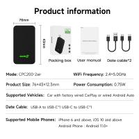 Cable à sans fil Smart Android Auto et Apple Carplay Dongle 2Air AI BOX Adaptateur USB sans fil Wifi BT