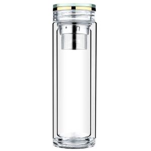 Garrafa de água de vidro grossa da parede dobro com Crystal Lid BPA Eco livre