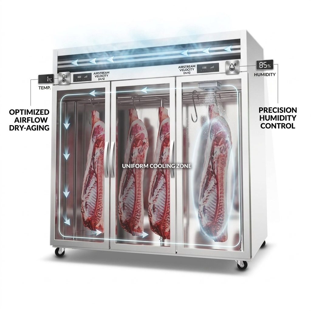 Auto Defrost Meat Hanging Fridge Double Temperature Commercial Meat Freezer 1400L