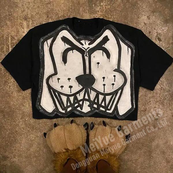 Vestidos callejeros de manga larga T-shirts de pantalla de gran tamaño impresión de parcheado camisa de manga larga