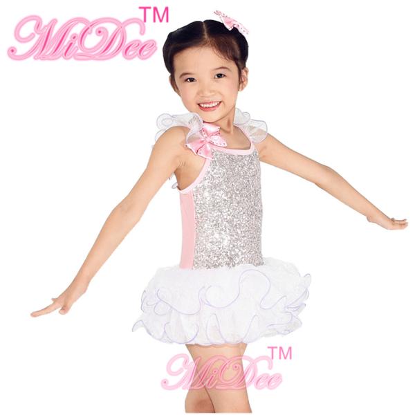 Curling Hem Tiers Skirt N Curling Hem Ruffle Straps Silver Sequins Over Pink Dress Dance Clothes for Kids