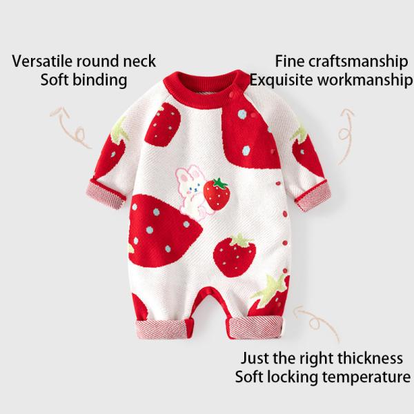 Wholesale Newborn Baby Knit Pure Cotton Romper Infant Sweaters Onesie Children's Long Sleeve Bodysuit for Autumn Winter