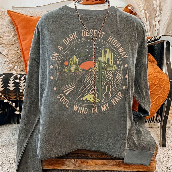 Women's Oversized Custom Cotton Long Sleeve T-Shirt Round Neck Pullover Shirt