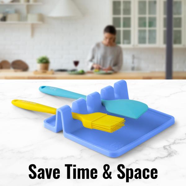 BPA Free Kitchen Silicone Utensil Rest Durable Spoon Rest With Drip Pad Kitchen Gadgets Kitchen Cooking Utensils Holder