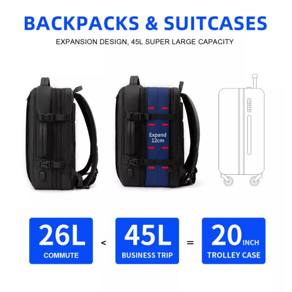 Обратимый течебезопасный рюкзак дела случайный расширяемый с портом USB