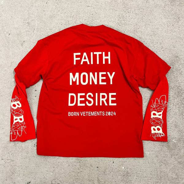 Luxury Clothing Manufacturers Custom Street Wear Double Layer Long Sleeve Cotton Oversize Loose Streetwear Unisex T Shirt T Shit