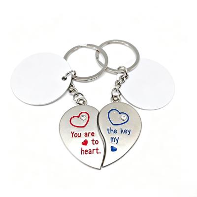 Cute Blanks Metal Sublimation Love Keychain For Couples