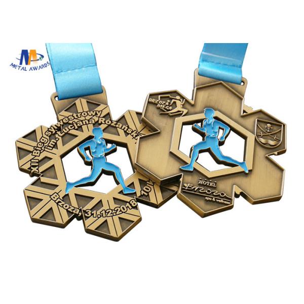 Die Cast Custom Sport Medals 10K With Ribbon round Shape Pesonalized