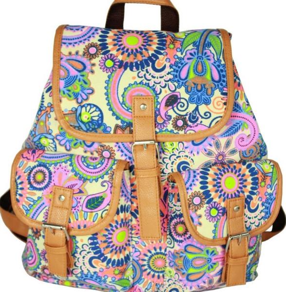 Female new national wind canvas shoulder bag backpack schoolbag shoulder bag Students