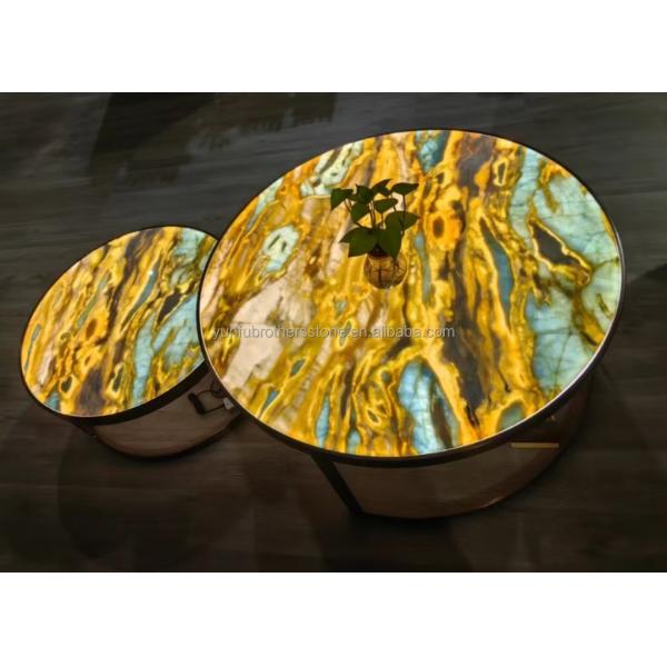 Maldives Blue Luxury Stone Translucent Polished Big Slab for Hotel Dining Table Set