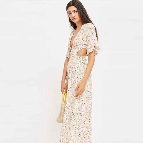 Bohemian V-neck Floral Dress - Breathable Casual Dresses for Women