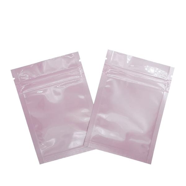 Custom Printed Smell Proof Light-proof Pink Flat Resealable Mylar Bags Foil Pouch with Zipper for Food, Facial Mask
