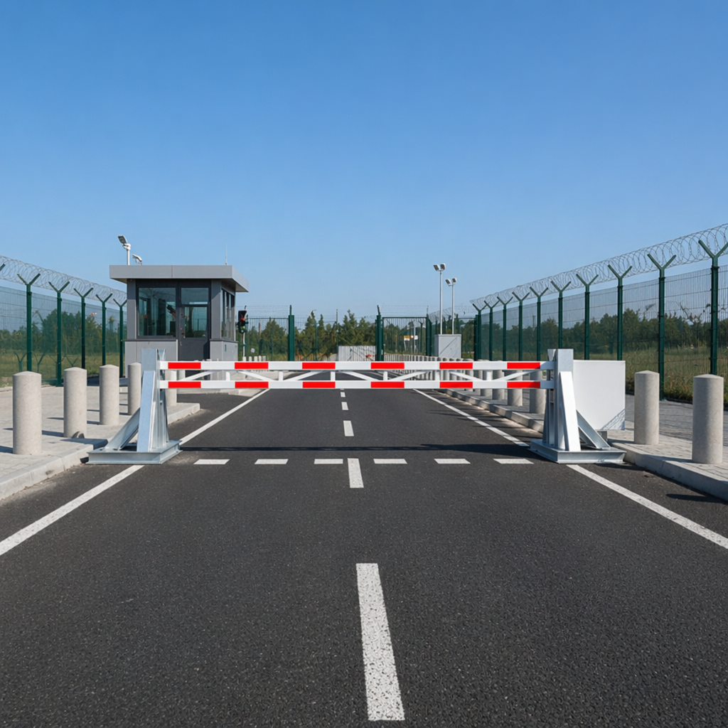 No entry, parking lane gate, a genuine anti-vehicle ramming gate