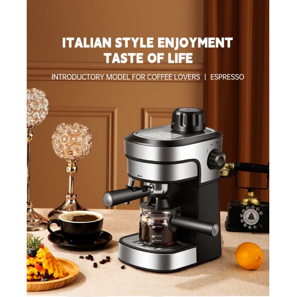 Small Italian Espresso Machine Milk Frother Integrated 800w For Office Use