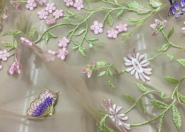 O tule bordado delicado coloriu a tela do laço, tela da roupa do laço dos vestidos das mulheres