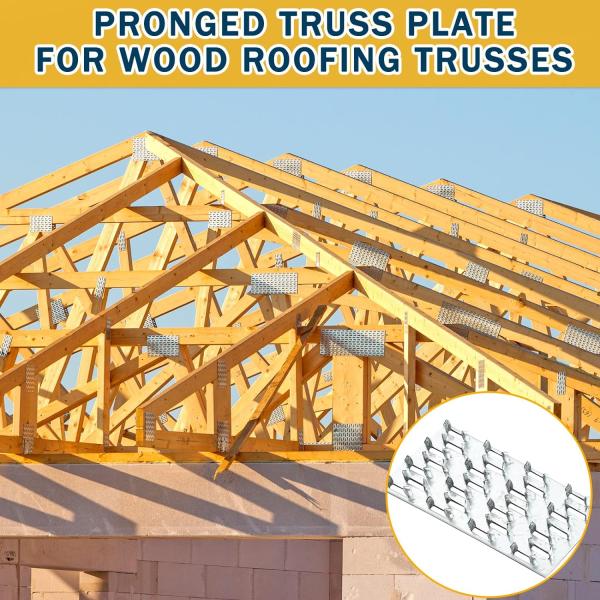 Galvanized Pronged Truss Mending Plate with Nail Teeth and Steel Mounting Brackets