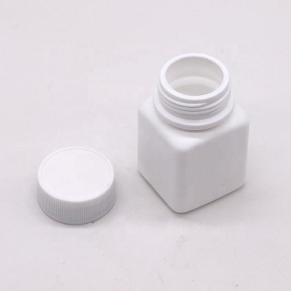 Farmacêutico Industrial HDPE 30cc Quadrado Botão de plástico cápsula de pílula com tampa de parafuso