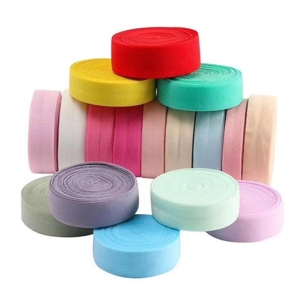 Niris Lingerie 2CM Nylon Spandex Multi Colors Foldover Stretch Bias Tape for bra underwear